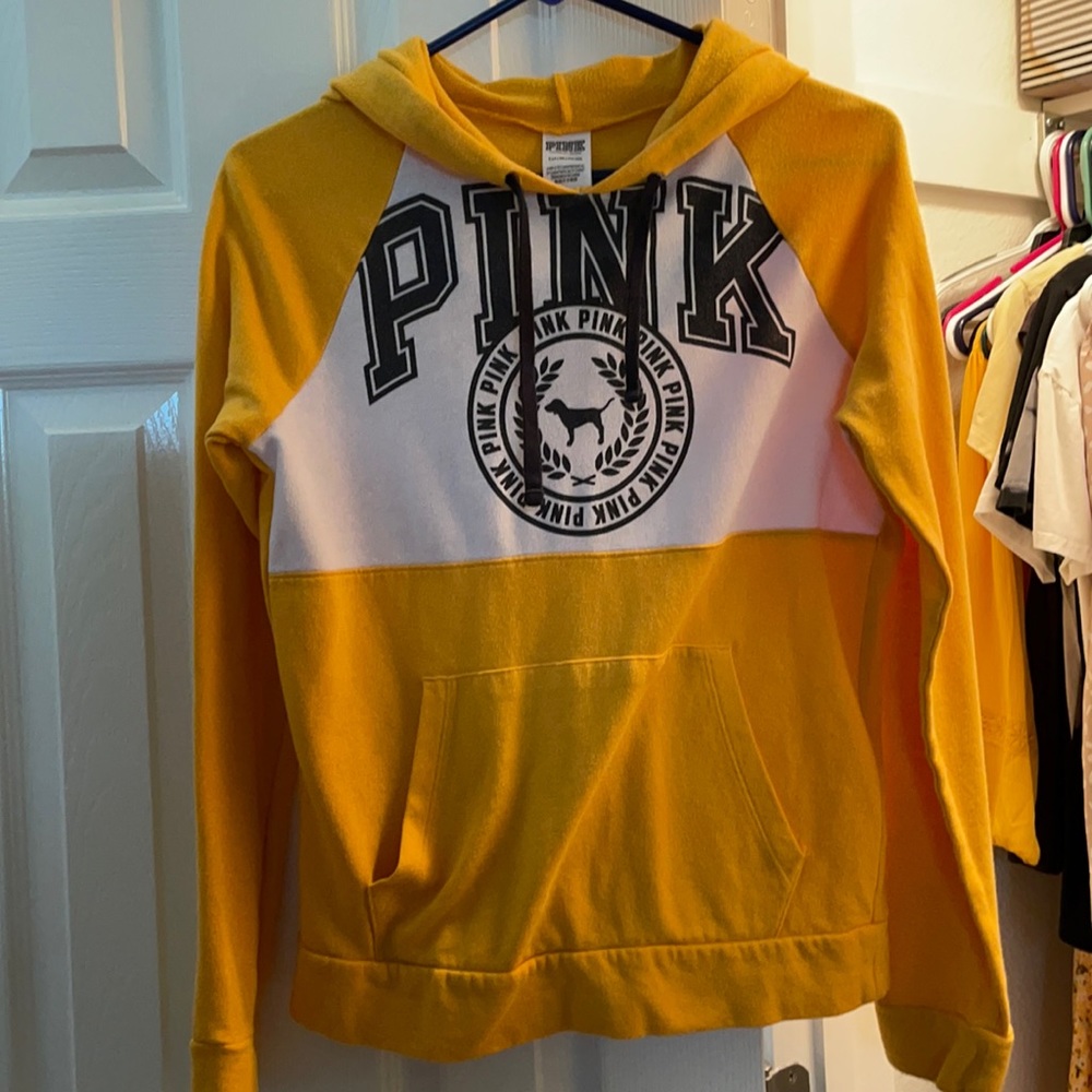 PINK yellow hoodie small